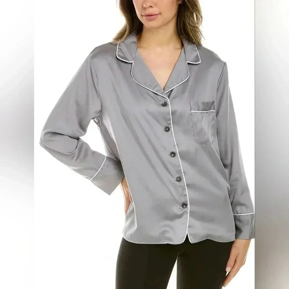 Ettitude Sleep wear. Lounge shirt Sz Medium Grey Bamboo